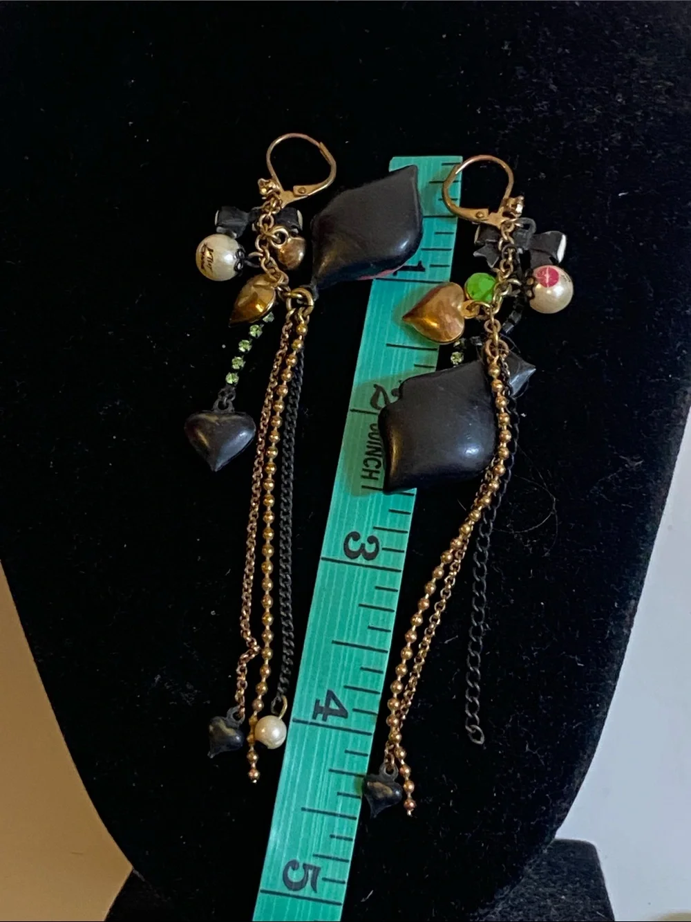 Playful Pink Lip Drop Earrings with Green Accents